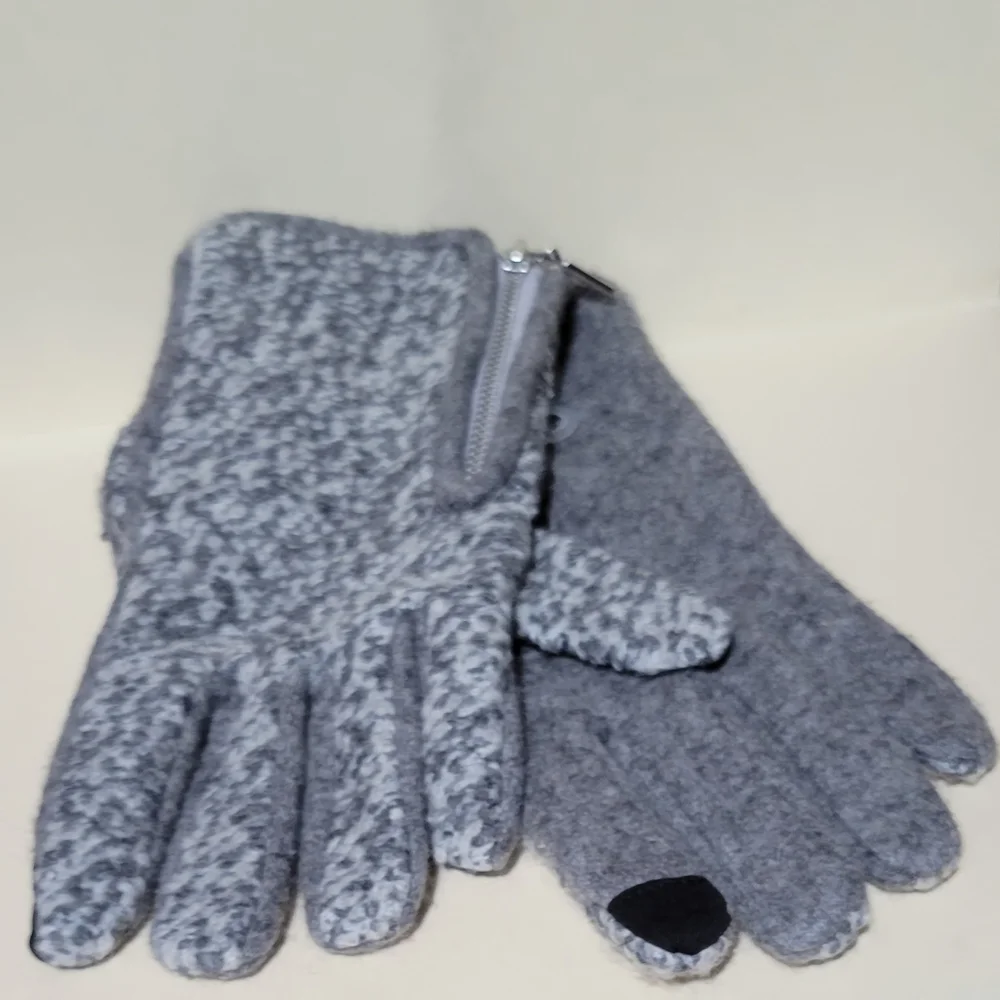 Nordstrom Marled Grey Wool Blend Touch Screen Gloves Women's Large